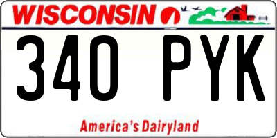 WI license plate 340PYK