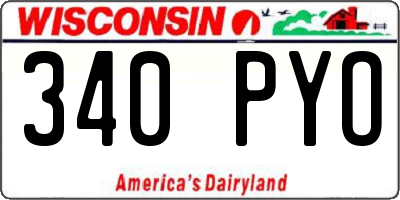 WI license plate 340PYO