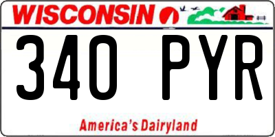 WI license plate 340PYR