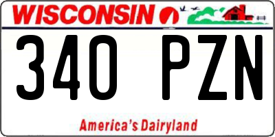 WI license plate 340PZN