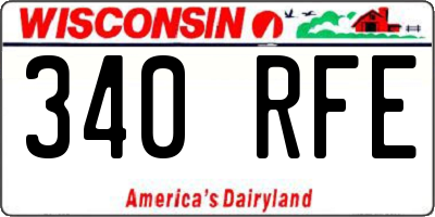 WI license plate 340RFE