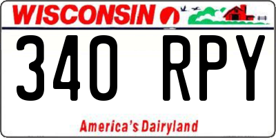 WI license plate 340RPY