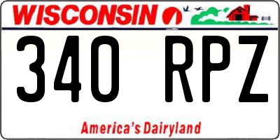 WI license plate 340RPZ