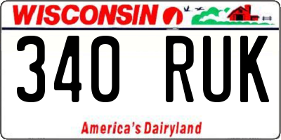 WI license plate 340RUK