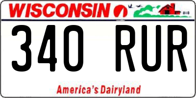 WI license plate 340RUR