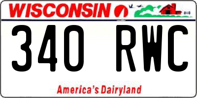 WI license plate 340RWC