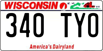 WI license plate 340TYO