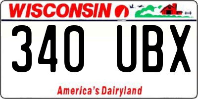 WI license plate 340UBX