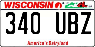 WI license plate 340UBZ
