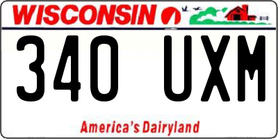 WI license plate 340UXM