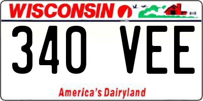 WI license plate 340VEE