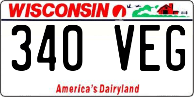 WI license plate 340VEG