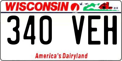 WI license plate 340VEH