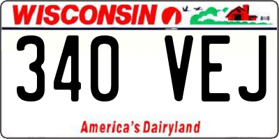 WI license plate 340VEJ