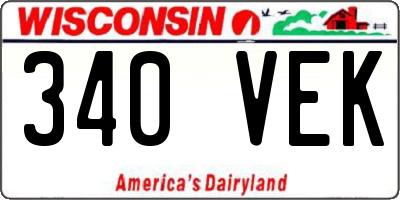 WI license plate 340VEK