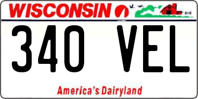 WI license plate 340VEL