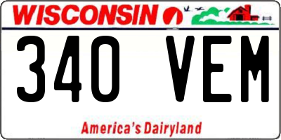 WI license plate 340VEM