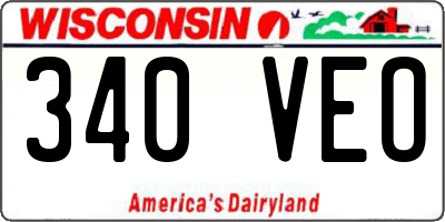 WI license plate 340VEO