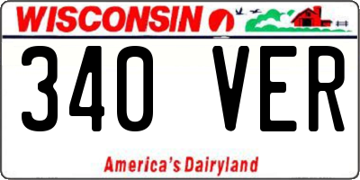WI license plate 340VER