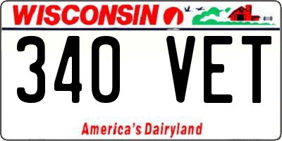 WI license plate 340VET