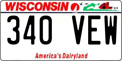 WI license plate 340VEW