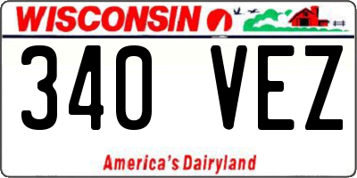 WI license plate 340VEZ