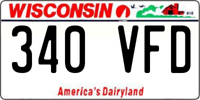 WI license plate 340VFD