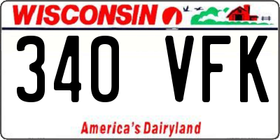 WI license plate 340VFK
