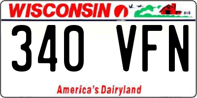 WI license plate 340VFN