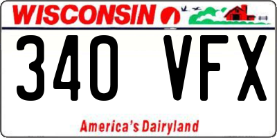 WI license plate 340VFX