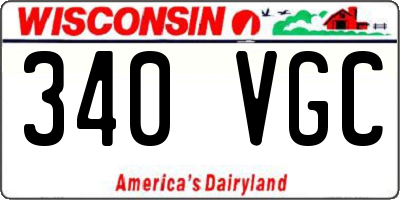 WI license plate 340VGC