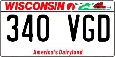 WI license plate 340VGD