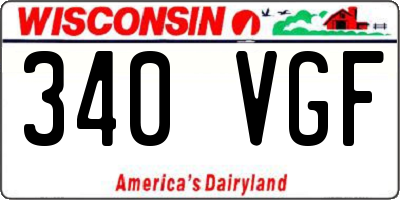 WI license plate 340VGF