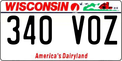 WI license plate 340VOZ