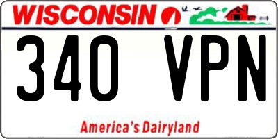 WI license plate 340VPN