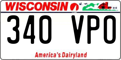 WI license plate 340VPO