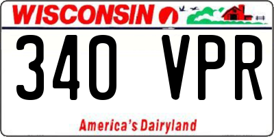 WI license plate 340VPR