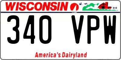 WI license plate 340VPW