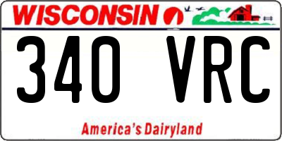 WI license plate 340VRC
