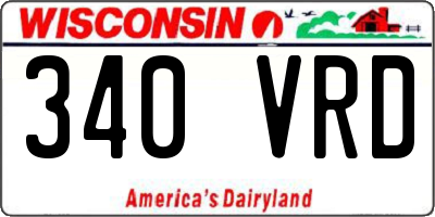 WI license plate 340VRD