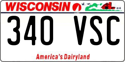 WI license plate 340VSC