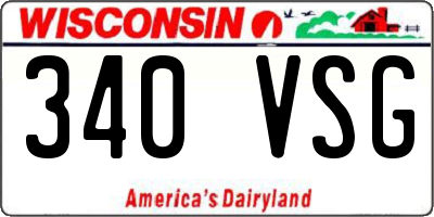 WI license plate 340VSG