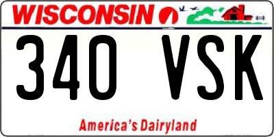 WI license plate 340VSK
