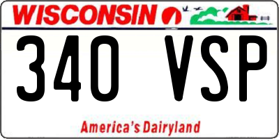 WI license plate 340VSP