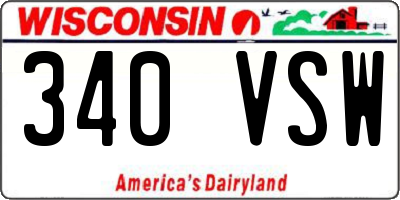 WI license plate 340VSW