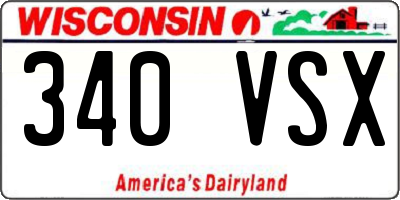 WI license plate 340VSX