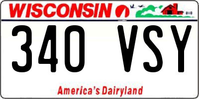WI license plate 340VSY