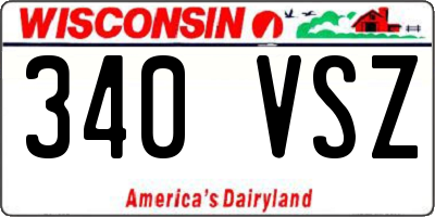 WI license plate 340VSZ