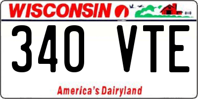 WI license plate 340VTE