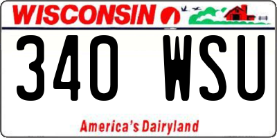 WI license plate 340WSU